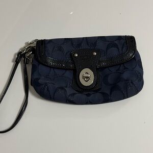 Coach Midnight Blue Signature Wristlet